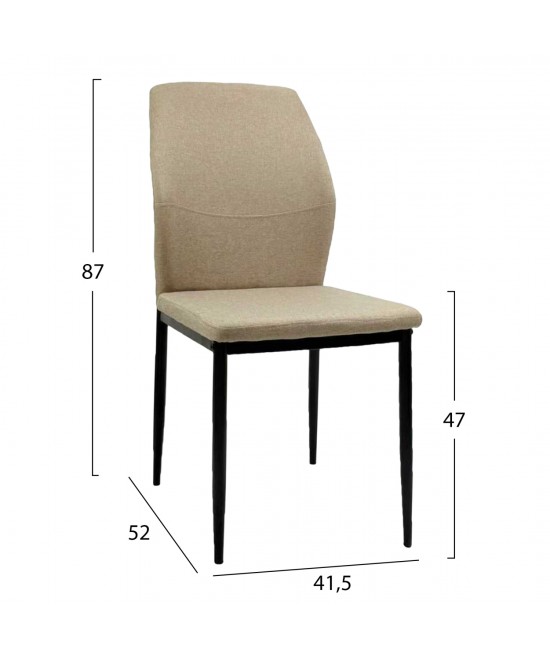 ΚΑΡΕΚΛΑ ΤΡΑΠΕΖΑΡΙΑΣ DIAZ HM18346.04 ΜΠΕΖ ΥΦΑΣΜΑ-ΜΕΤΑΛΛΙΚΑ ΠΟΔΙΑ ΜΑΥΡΑ 43x52x87Υεκ.