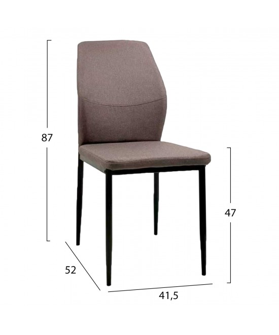 ΚΑΡΕΚΛΑ ΤΡΑΠΕΖΑΡΙΑΣ DIAZ HM18346.03 ΚΑΦΕ ΥΦΑΣΜΑ-ΜΕΤΑΛΛΙΚΑ ΠΟΔΙΑ ΜΑΥΡΑ 43x52x87Υεκ.