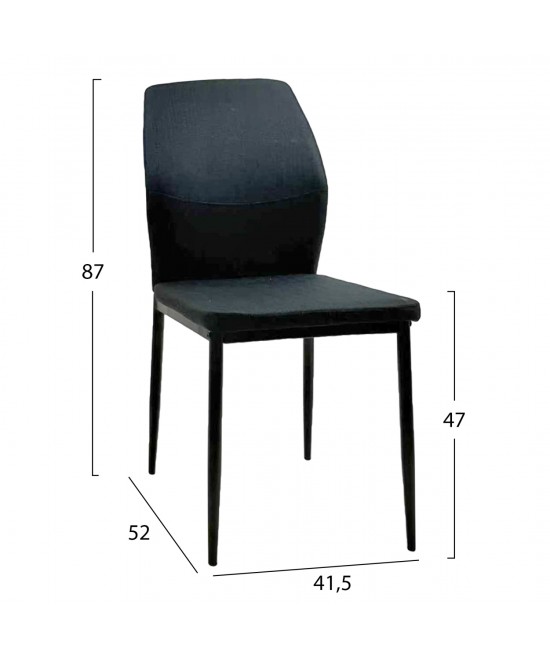 ΚΑΡΕΚΛΑ ΤΡΑΠΕΖΑΡΙΑΣ DIAZ HM18346.02 ΜΑΥΡΟ ΥΦΑΣΜΑ & ΜΕΤΑΛΛΙΚΑ ΠΟΔΙΑ 43x52x87Υεκ.