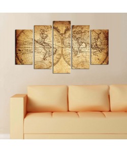 ΠΕΝΤΑΠΤΥΧΟΣ ΠΙΝΑΚΑΣ MDF VINTAGE WORLD MAP HM7206.06 100X60x0,3 εκ.