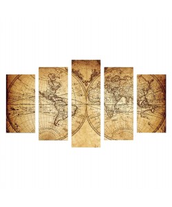 ΠΕΝΤΑΠΤΥΧΟΣ ΠΙΝΑΚΑΣ MDF VINTAGE WORLD MAP HM7206.06 100X60x0,3 εκ.