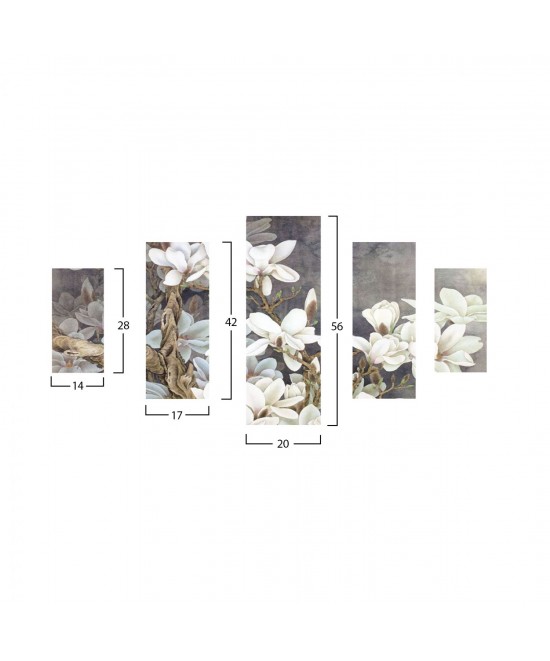 ΠΕΝΤΑΠΤΥΧΟΣ ΠΙΝΑΚΑΣ MDF MAGNOLIA KOBUS HM7207.01 82X56x0,3 εκ.