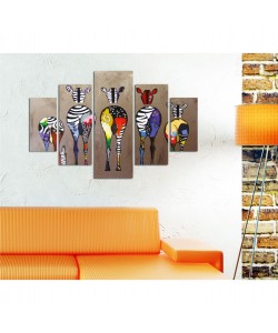 ΠΙΝΑΚΑΣ ΠΕΝΤΑΠΤΥΧΟ MDF COLORFUL ZEBRAS 82Χ56x3 HM7207.03