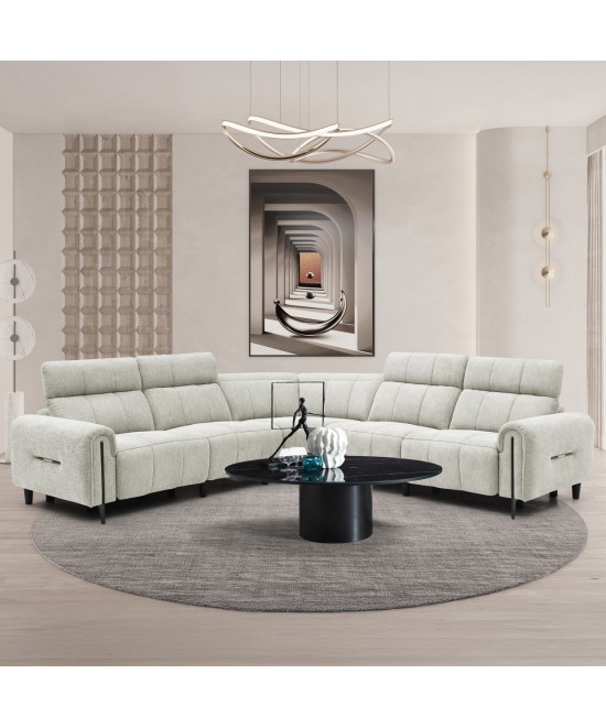 ΓΩΝΙΑΚΟΣ ΚΑΝΑΠΕΣ ΜΕ RECLINE ORACLE HM3290.02 ΜΠΕΖ ΥΦΑΣΜΑ 260x260x90(κάθισμα)x94Υεκ.