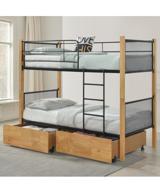 ΚΡΕΒΑΤΙ ΚΟΥΚΕΤΑ ΜΕ 2 ΕΠΙΔΑΠΕΔΙΑ ΣΥΡΤΑΡΙΑ RAYVEN HM21119.02 ΞΥΛΟ-ΜΕΤΑΛΛΟ-ΓΙΑ ΣΤΡΩΜΑΤΑ  90x190εκ