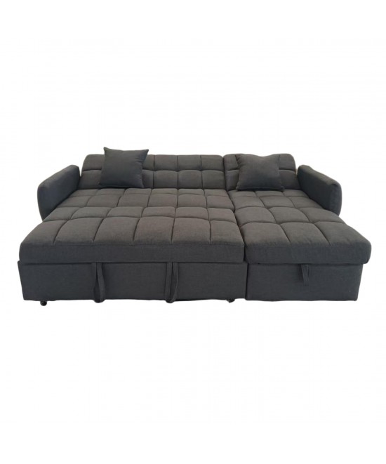 ΓΩΝΙΑΚΟΣ ΚΑΝΑΠΕΣ-ΚΡΕΒΑΤΙ ΑΝΑΣΤΡΕΨΙΜΟΣ NEZU HM3294.01 ΓΚΡΙ ΥΦΑΣΜΑ 213x145x83Υεκ.