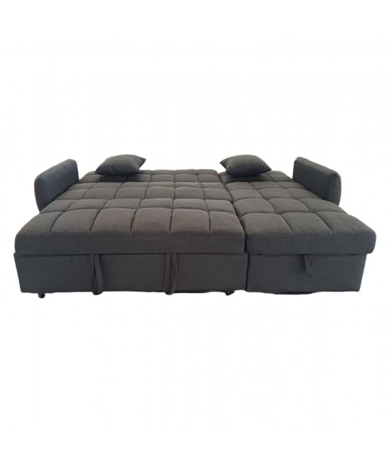 ΓΩΝΙΑΚΟΣ ΚΑΝΑΠΕΣ-ΚΡΕΒΑΤΙ ΑΝΑΣΤΡΕΨΙΜΟΣ NEZU HM3294.01 ΓΚΡΙ ΥΦΑΣΜΑ 213x145x83Υεκ.