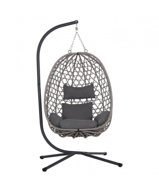 ΚΡΕΜΑΣΤΗ ΦΩΛΙΑ NESTA HM6468.01 ΓΚΡΙ ΜΕΤΑΛΛΟ & P.E.RATTAN 100x100x190Υεκ.