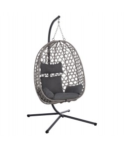 ΚΡΕΜΑΣΤΗ ΦΩΛΙΑ NESTA HM6468.01 ΓΚΡΙ ΜΕΤΑΛΛΟ & P.E.RATTAN 100x100x190Υεκ.