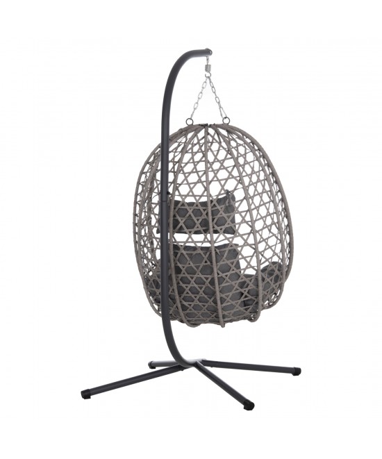 ΚΡΕΜΑΣΤΗ ΦΩΛΙΑ NESTA HM6468.01 ΓΚΡΙ ΜΕΤΑΛΛΟ & P.E.RATTAN 100x100x190Υεκ.