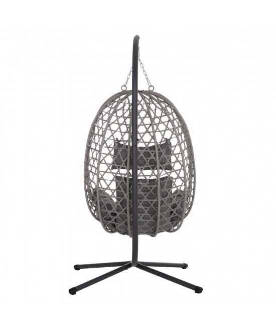 ΚΡΕΜΑΣΤΗ ΦΩΛΙΑ NESTA HM6468.01 ΓΚΡΙ ΜΕΤΑΛΛΟ & P.E.RATTAN 100x100x190Υεκ.