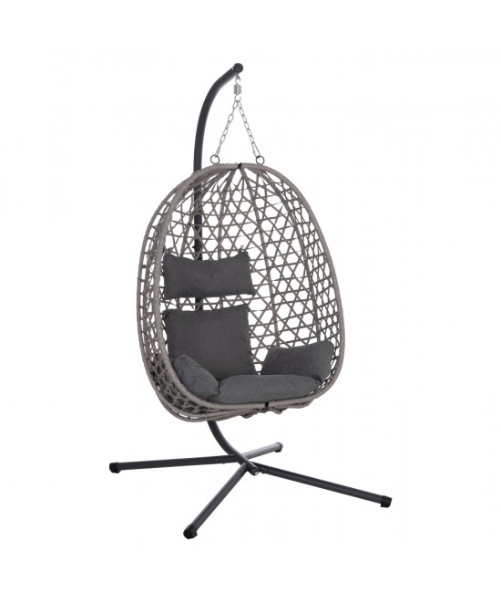 ΚΡΕΜΑΣΤΗ ΦΩΛΙΑ NESTA HM6468.01 ΓΚΡΙ ΜΕΤΑΛΛΟ & P.E.RATTAN 100x100x190Υεκ.