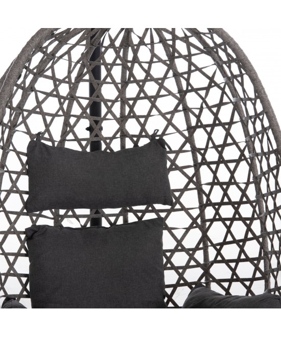 ΚΡΕΜΑΣΤΗ ΦΩΛΙΑ NESTA HM6468.01 ΓΚΡΙ ΜΕΤΑΛΛΟ & P.E.RATTAN 100x100x190Υεκ.