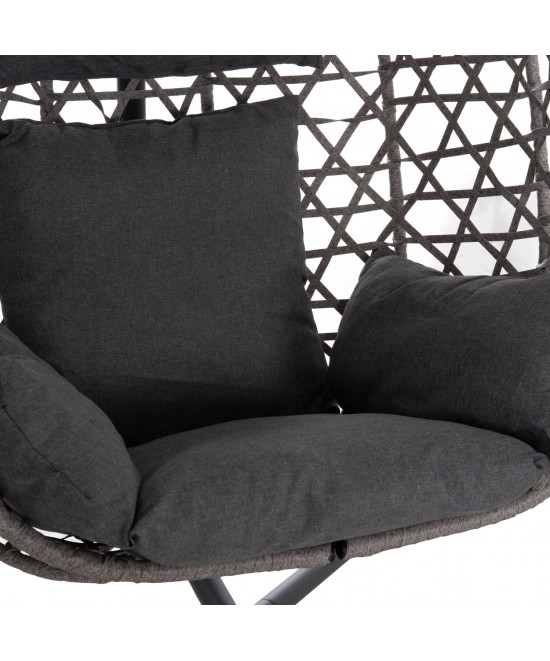 ΚΡΕΜΑΣΤΗ ΦΩΛΙΑ NESTA HM6468.01 ΓΚΡΙ ΜΕΤΑΛΛΟ & P.E.RATTAN 100x100x190Υεκ.