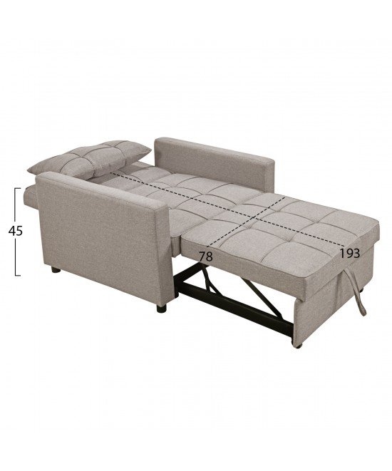 ΠΟΛΥΘΡΟΝΑ-ΚΡΕΒΑΤΙ MERO HM3306.03 ΜΠΕΖ ΥΦΑΣΜΑ 98x85x88Υεκ.