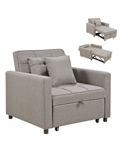 ΠΟΛΥΘΡΟΝΑ-ΚΡΕΒΑΤΙ MERO HM3306.03 ΜΠΕΖ ΥΦΑΣΜΑ 98x85x88Υεκ.