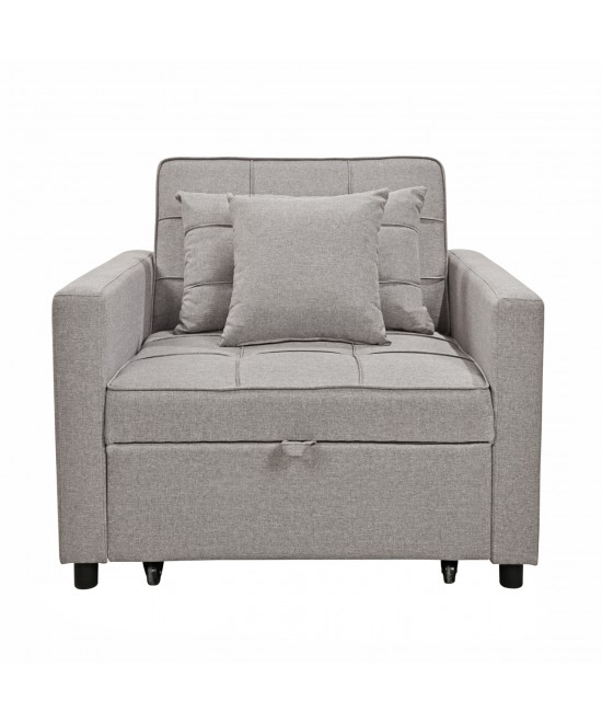 ΠΟΛΥΘΡΟΝΑ-ΚΡΕΒΑΤΙ MERO HM3306.03 ΜΠΕΖ ΥΦΑΣΜΑ 98x85x88Υεκ.