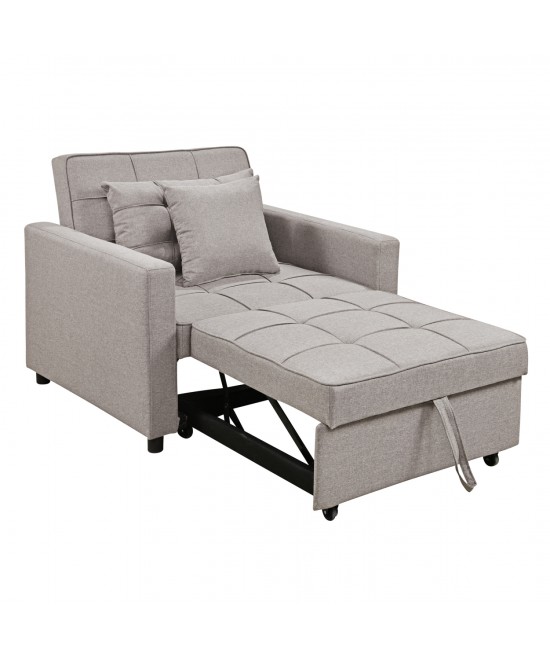 ΠΟΛΥΘΡΟΝΑ-ΚΡΕΒΑΤΙ MERO HM3306.03 ΜΠΕΖ ΥΦΑΣΜΑ 98x85x88Υεκ.