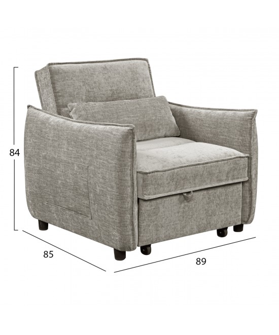 ΠΟΛΥΘΡΟΝΑ-ΚΡΕΒΑΤΙ ORYN HM3307.03 ΜΠΕΖ ΥΦΑΣΜΑ 89x85x84Υεκ.