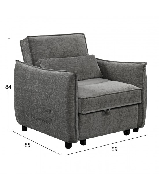 ΠΟΛΥΘΡΟΝΑ-ΚΡΕΒΑΤΙ ORYN HM3307.01 ΓΚΡΙ ΥΦΑΣΜΑ 89x85x84Υεκ.