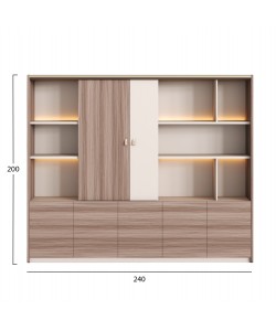 ΒΙΒΛΙΟΘΗΚΗ ΣΕΙΡΑ SUPERON HM2140 ΜΕΛΑΜΙΝΗ ΜΠΕΖ & ΦΥΣΙΚΟ--LED ΦΩΤΙΣΜΟΣ 240x40x200Υεκ
