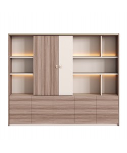 ΒΙΒΛΙΟΘΗΚΗ ΣΕΙΡΑ SUPERON HM2140 ΜΕΛΑΜΙΝΗ ΜΠΕΖ & ΦΥΣΙΚΟ--LED ΦΩΤΙΣΜΟΣ 240x40x200Υεκ