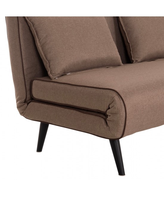 ΚΑΝΑΠΕΣ ΚΡΕΒΑΤΙ 2 ΑΤΟΜΩΝ ASMA HM3077.07 ΣΚΟΥΡΟ ΜΠΕΖ ΥΦΑΣΜΑ 143x78x84Yεκ.