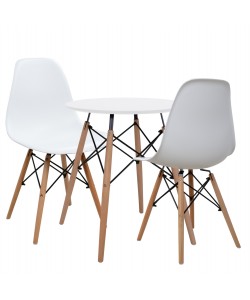 ΣΕΤ 3TMX ΤΡΑΠΕΖΑΡΙΑΣ ΛΕΥΚΟ ΤΡΑΠΕΖΙ Φ60 & 2 ΚΑΡΕΚΛΕΣ HM10297