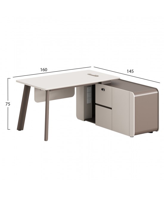 ΓΡΑΦΕΙΟ ΔΕΞΙΑ ΓΩΝΙΑ NEWLINE HM18272R ΜΕΛΑΜΙΝΗ ΕΚΡΟΥ-ΑΝΟΙΧΤΟ ΚΑΦΕ 160x145x75Υεκ