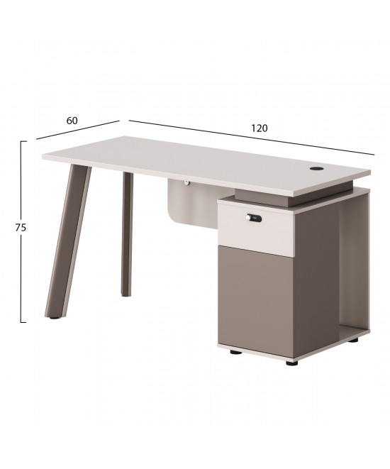 ΓΡΑΦΕΙΟ ΜΕ ΔΕΞΙ ΝΤΟΥΛΑΠΙ NEWLINE HM18273R ΜΕΛΑΜΙΝΗ ΕΚΡΟΥ-ΑΝΟΙΧΤΟ ΚΑΦΕ 120x60x75Υεκ