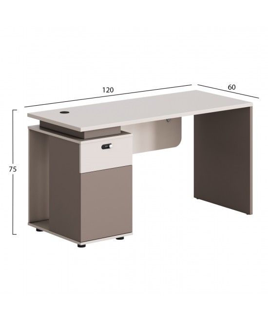 ΓΡΑΦΕΙΟ ΜΕ ΑΡΙΣΤΕΡΟ ΝΤΟΥΛΑΠΙ NEWLINE HM18274L ΜΕΛΑΜΙΝΗ ΕΚΡΟΥ-ΑΝΟΙΧΤΟ ΚΑΦΕ 120x60x75Υ