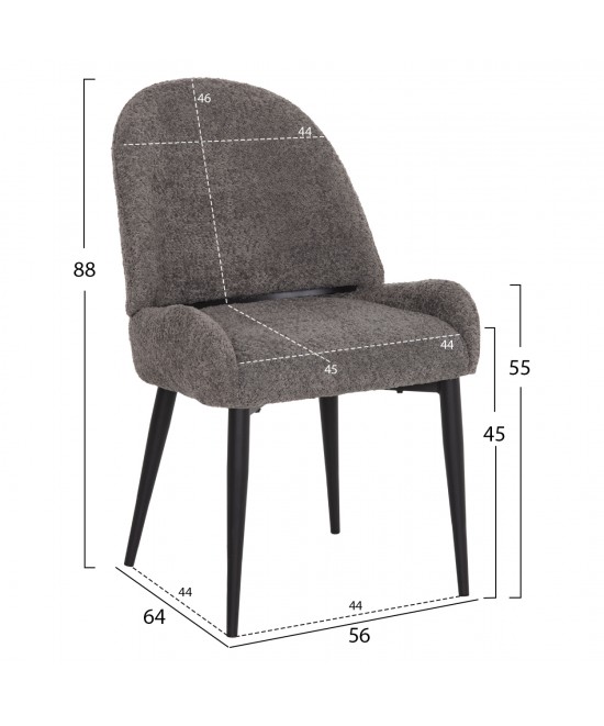 ΚΑΡΕΚΛΑ SARKY HM8585.11 ΥΦΑΣΜΑ ΜΠΟΥΚΛΕ ΓΚΡΙ ΜΕ ΜΕΤΑΛΛΙΚΑ ΠΟΔΙΑ 56x64x88Yεκ.