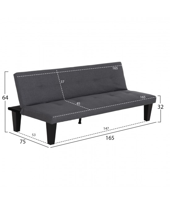 ΚΑΝΑΠΕΣ ΚΡΕΒΑΤΙ 3-ΘΕΣΙΟΣ KORO HM3304.01 ΓΚΡΙ PU ΔΕΡΜΑ 165x75x64Υεκ