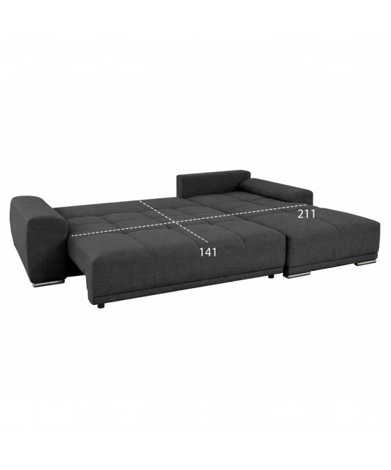 ΚΑΝΑΠΕΣ ΚΡΕΒΑΤΙ ΔΕΞΙΑ ΓΩΝΙΑ COMFYRA HM3336.01R ΓΚΡΙ ΥΦΑΣΜΑ 270x181x75Υεκ