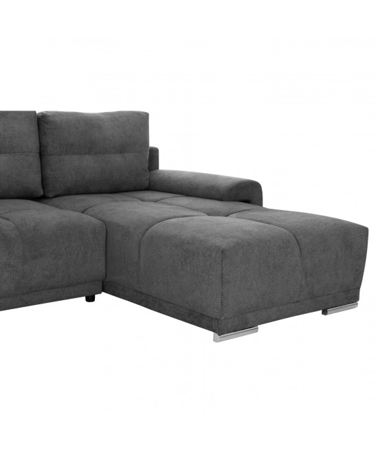 ΚΑΝΑΠΕΣ ΚΡΕΒΑΤΙ ΔΕΞΙΑ ΓΩΝΙΑ COMFYRA HM3336.01R ΓΚΡΙ ΥΦΑΣΜΑ 270x181x75Υεκ