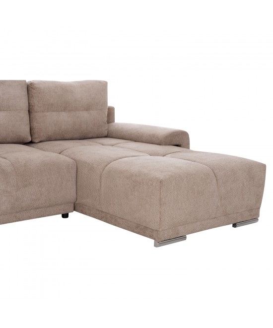 ΚΑΝΑΠΕΣ ΚΡΕΒΑΤΙ ΔΕΞΙΑ ΓΩΝΙΑ COMFYRA HM3336.03R ΜΠΕΖ ΥΦΑΣΜΑ 270x181x75Υεκ