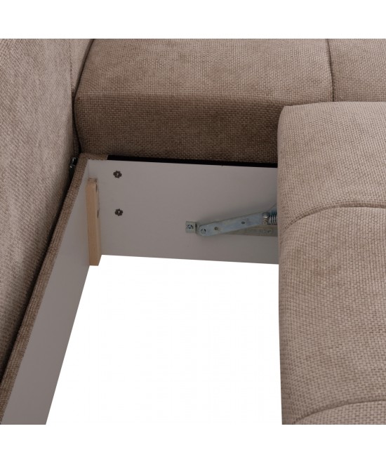 ΚΑΝΑΠΕΣ ΚΡΕΒΑΤΙ ΔΕΞΙΑ ΓΩΝΙΑ COMFYRA HM3336.03R ΜΠΕΖ ΥΦΑΣΜΑ 270x181x75Υεκ