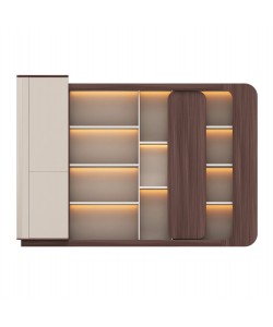 ΒΙΒΛΙΟΘΗΚΗ ΣΕΙΡΑ PRESIDENT HM2148 ΜΕΛΑΜΙΝΗ ΜΠΕΖ & ΚΑΡΥΔΙ--LED ΦΩΤΙΣΜΟΣ 280x40x200Υεκ