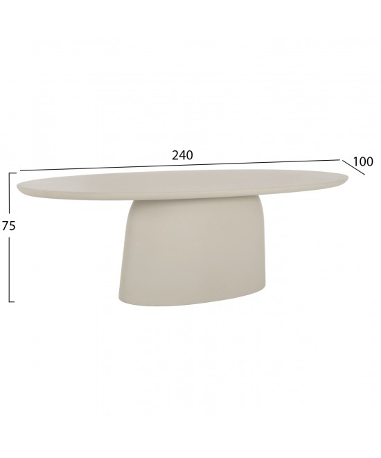 ΤΡΑΠΕΖΙ ΤΡΑΠΕΖΑΡΙΑΣ ΟΒΑΛ BRECCAN HM6577.02 ΜΠΕΖ FIBER CEMENT 240x100x75Υεκ.