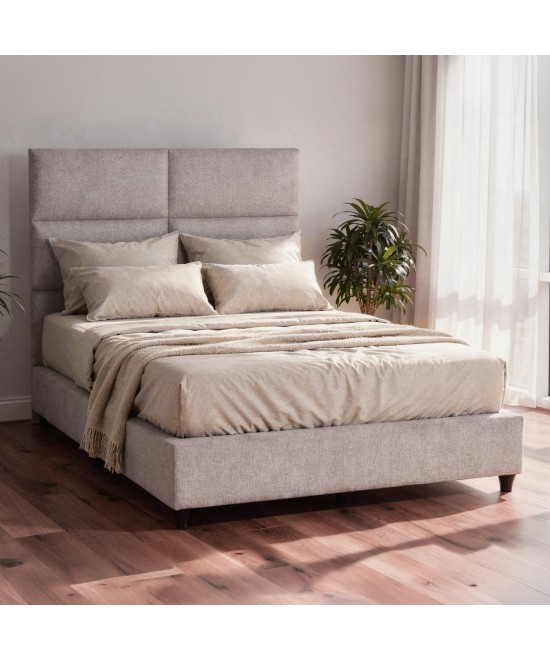 ΚΡΕΒΑΤΙ HMIΔΙΠΛΟ MILO ΑΠΟ ΜΠΕΖ ΥΦΑΣΜΑ HM646.32 ΓΙΑ ΣΤΡΩΜΑ 120x200 εκ.