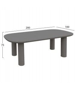 ΤΡΑΠΕΖΙ ΤΡΑΠΕΖΑΡΙΑΣ KIORA HM6597.01 ΓΚΡΙ FIBER CEMENT 200x100x75Υεκ