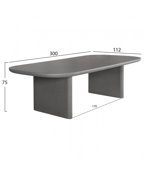 ΤΡΑΠΕΖΙ ΤΡΑΠΕΖΑΡΙΑΣ FIBER CEMENT AZAMI HM6601.01 ΓΚΡΙ 300x112x75Υεκ.
