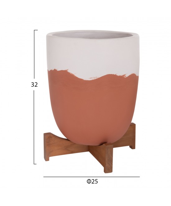 ΓΛΑΣΤΡΕΣ ΣΕΤ 2ΤΜΧ SEON HM4686.08 TERRACOTTA ΣΕ ΛΕΥΚΟ & ΤΕΡΑΚΟΤΑ--TEAK ΒΑΣΗ
