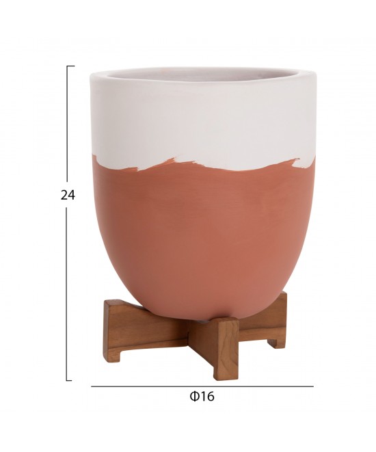 ΓΛΑΣΤΡΕΣ ΣΕΤ 2ΤΜΧ SEON HM4686.08 TERRACOTTA ΣΕ ΛΕΥΚΟ & ΤΕΡΑΚΟΤΑ--TEAK ΒΑΣΗ