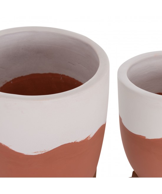 ΓΛΑΣΤΡΕΣ ΣΕΤ 2ΤΜΧ SEON HM4686.08 TERRACOTTA ΣΕ ΛΕΥΚΟ & ΤΕΡΑΚΟΤΑ--TEAK ΒΑΣΗ