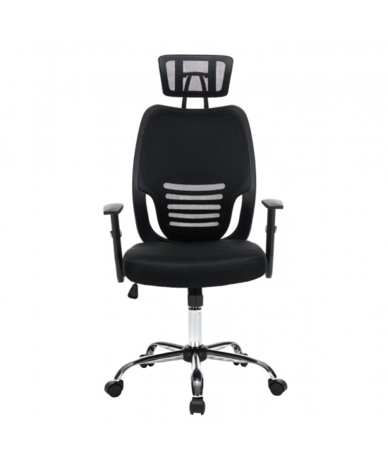 ΚΑΡΕΚΛΑ ΓΡΑΦΕΙΟΥ BRIEF HM1206.01 ΜΑΥΡΟ MESH--ΒΑΣΗ ΧΡΩΜΙΟΥ 63x64x122Υεκ.