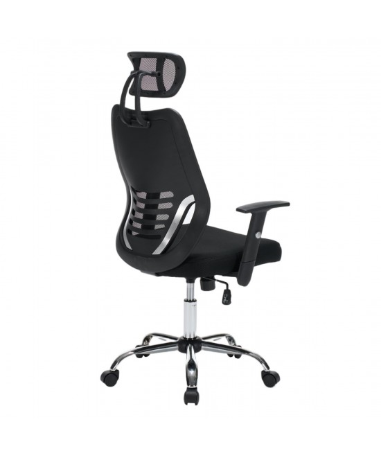 ΚΑΡΕΚΛΑ ΓΡΑΦΕΙΟΥ BRIEF HM1206.01 ΜΑΥΡΟ MESH--ΒΑΣΗ ΧΡΩΜΙΟΥ 63x64x122Υεκ.