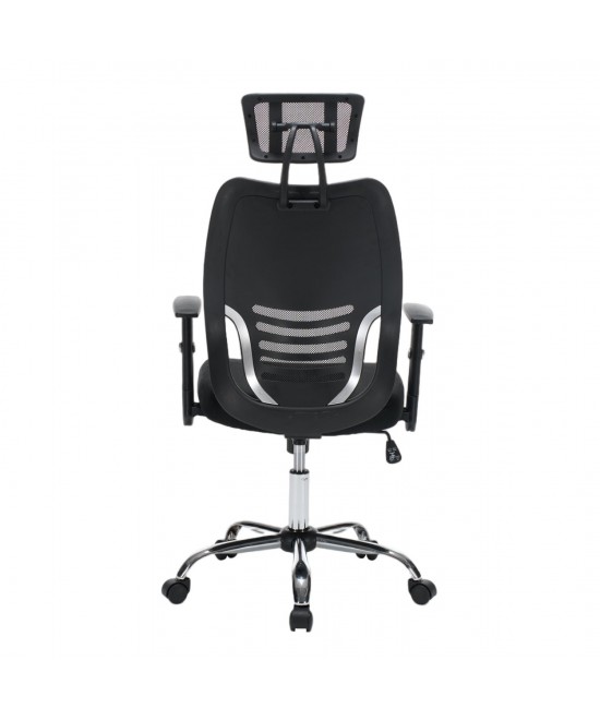 ΚΑΡΕΚΛΑ ΓΡΑΦΕΙΟΥ BRIEF HM1206.01 ΜΑΥΡΟ MESH--ΒΑΣΗ ΧΡΩΜΙΟΥ 63x64x122Υεκ.