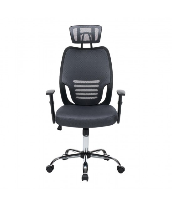 ΚΑΡΕΚΛΑ ΓΡΑΦΕΙΟΥ BRIEF HM1206.02 ΓΚΡΙ MESH--ΒΑΣΗ ΧΡΩΜΙΟΥ 63x64x122Υεκ.