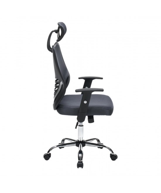 ΚΑΡΕΚΛΑ ΓΡΑΦΕΙΟΥ BRIEF HM1206.02 ΓΚΡΙ MESH--ΒΑΣΗ ΧΡΩΜΙΟΥ 63x64x122Υεκ.